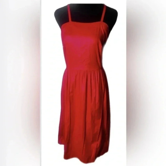 VintageYou Babes II Division of Fritzi Red Sateen  Luxe Spaghetti Strap Dress - Picture 1 of 16